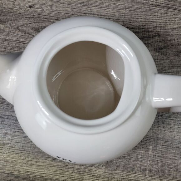 Rae Dunn Artisan Collection White Ceramic‎ Farmhouse Typewriter Font Teapot - Picture 7 of 8